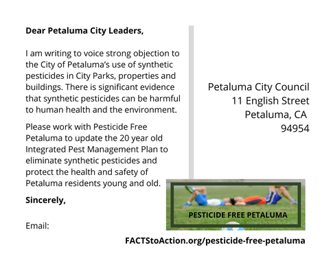 Pesticide-Free Petaluma Postcard- Families Advocating for Chemical & Toxics Safety